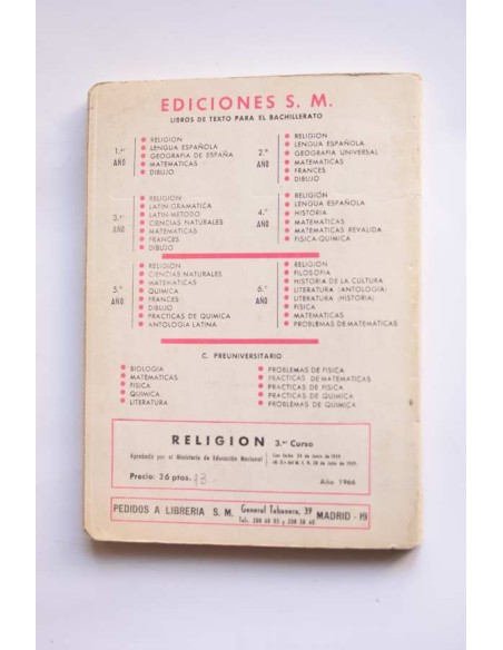 La Santa Iglesia. Su historia. Bachillerato elemental. Tercer año
