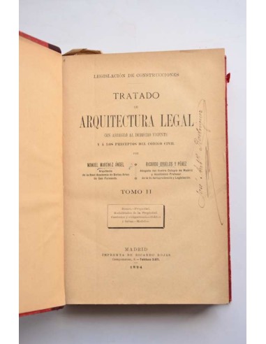 Tratado de arquitectura legal. Tomo II