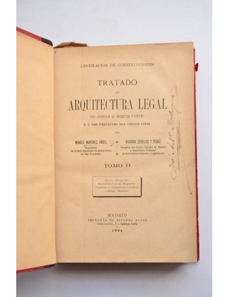 Tratado de arquitectura legal. Tomo II