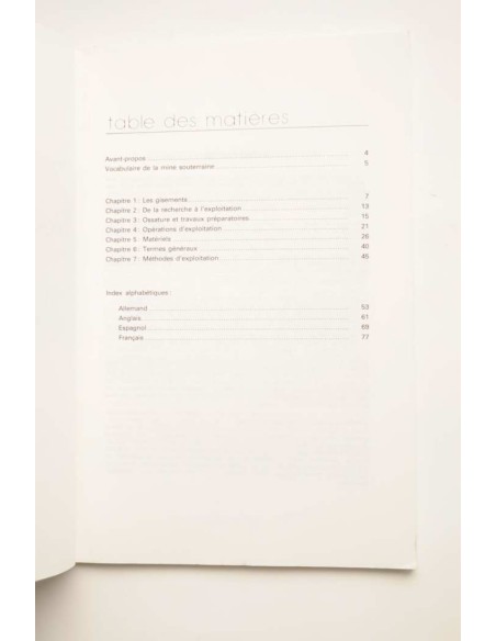 Vocabulaire de la mine souterraine