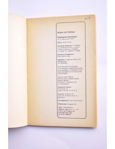 Hora de poesía. nº 2 marzo-abril 1979