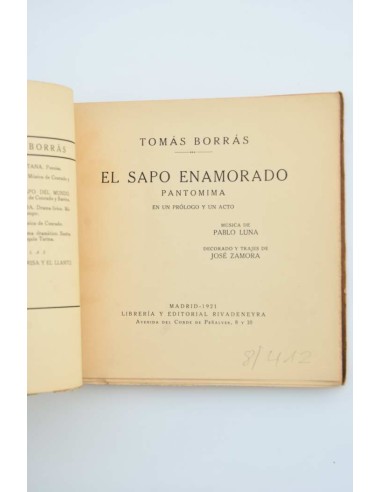 El sapo enamorado. Patomima. En un prólogo y un...