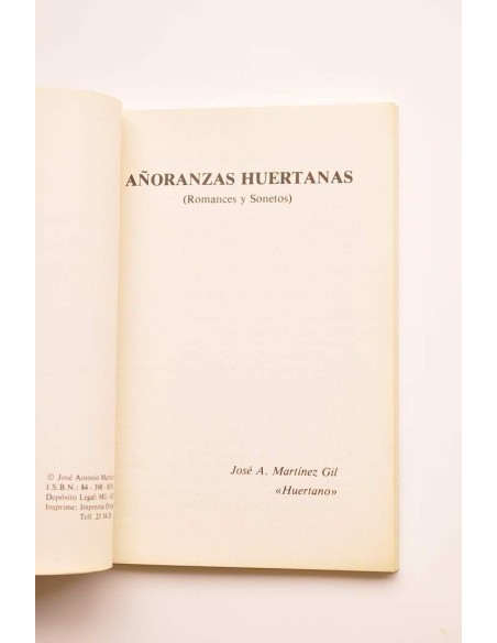 Añoranzas huertanas. Romances y sonetos