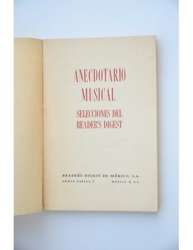 Anecdotario musical. Selecciones del Reader's...