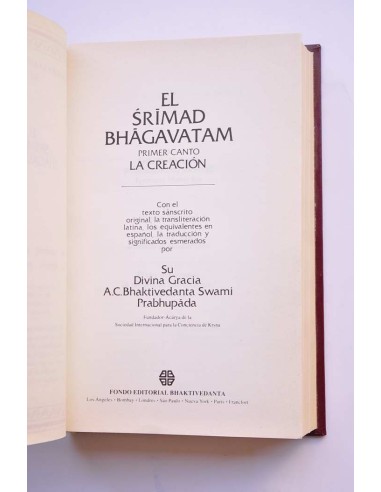 El Srimad Bhagavatam. Primer Canto. La Creación