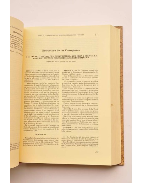 Legislación de la Región de Murcia (1982 - 14992). Tomo I. Libros I a X