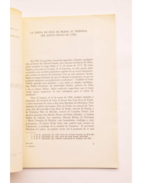 La visita de Ruiz de Prado al Tribunal del Santo Oficio de Lima