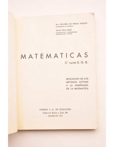 Matemáticas. 5º Curso E.G.B