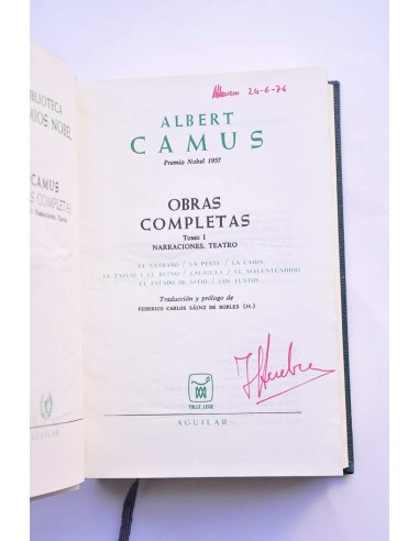 Albert Camus. Obras completas. Tomo I....