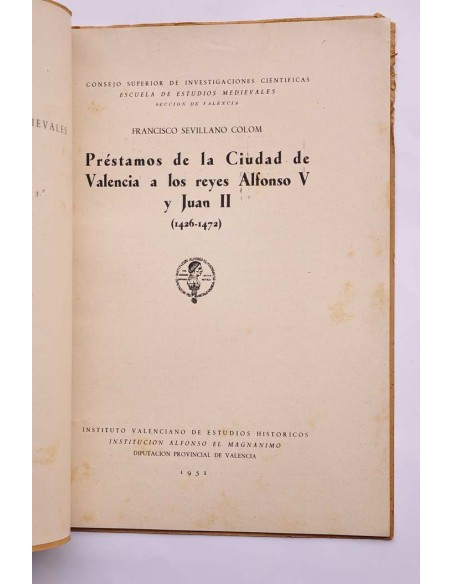 Préstamos de la Ciudad de Valencia a los reyes Alfonso V y Juan II (1426 - 1472)