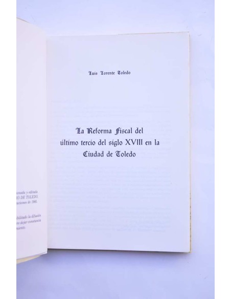 La Reforma Fiscal del último tercio del siglo XVIII en la ciudad de Toledo