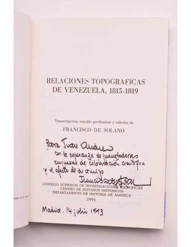 Relaciones topográficas de Venezuela 1815 - 1819