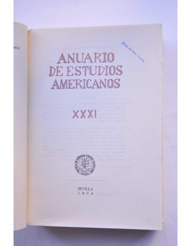 Anuario de Estudios Americanos. XXXI - 1974