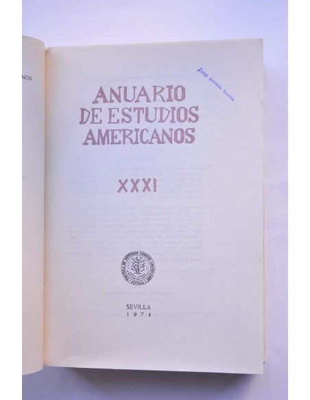 Anuario de Estudios Americanos. XXXI - 1974