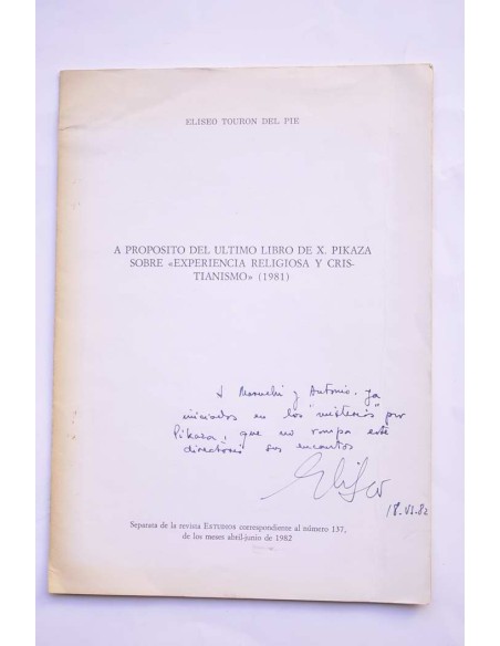 A propósito del último libro de X. Pikaza sobre Experiencia religiosa y crisis del Cristianismo (1981)
