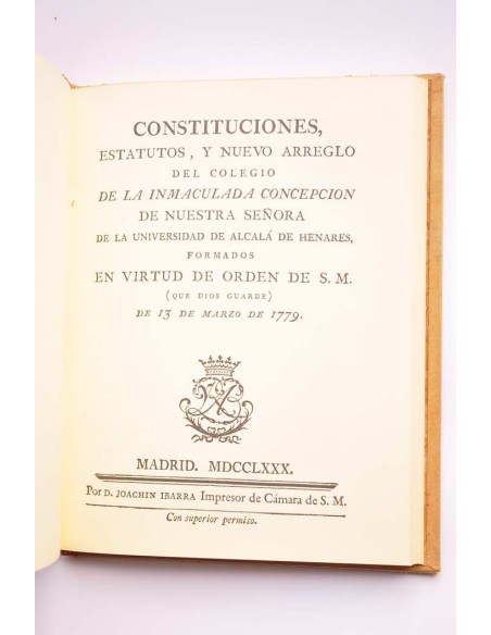 Constituciones del Colegio de la Inmaculada Concepción de Alcalá de Henares