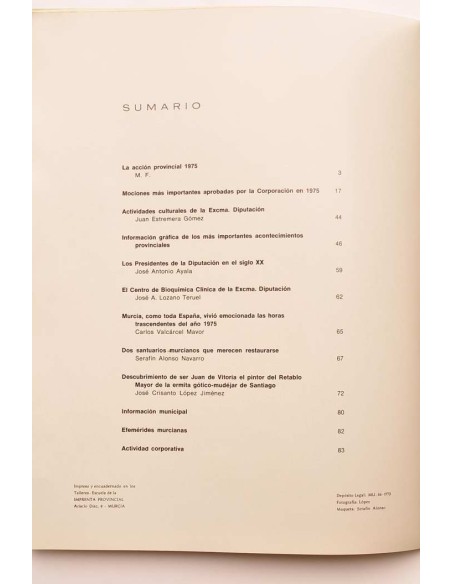 Murcia. Revista informativa de la Diputación Provincial. Año I, nº 4, octubre, noviembre, diciembre, 1975