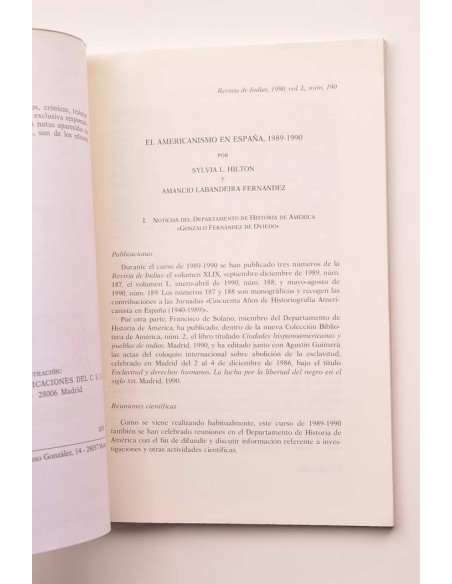 El americanismo en España, 1989-1990