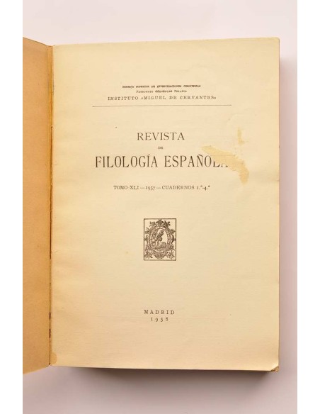 Revista de filología española. Tomo XLI, 1957 - cuadernos 1º al 4º