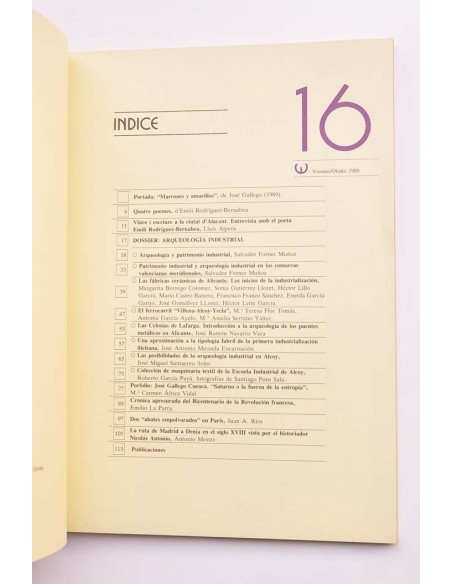 Canelobre. Revista del Instituto de Cultura, Juan Gil-Albert, nº 16, 1989