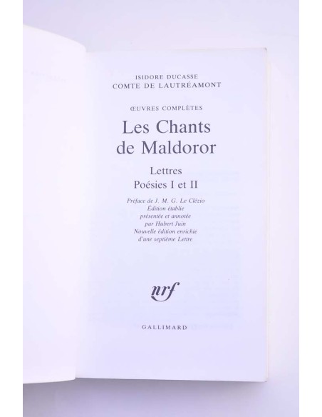 Les chants de Maldoror. Lettres Poésies I et II