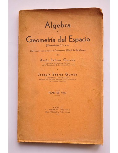 Álgebra y geometría del Espacio. Matemáticas 5º...