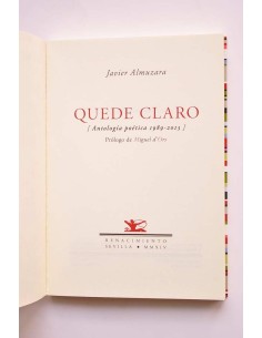 Quede claro. Antología poética 1989 - 2013 2