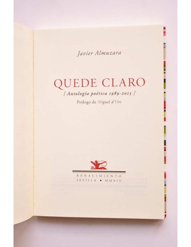 Quede claro. Antología poética 1989 - 2013