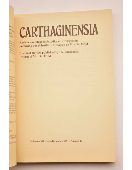 Carthaginensia. Vol. VII. Julio - diciembre 1991, nº 12