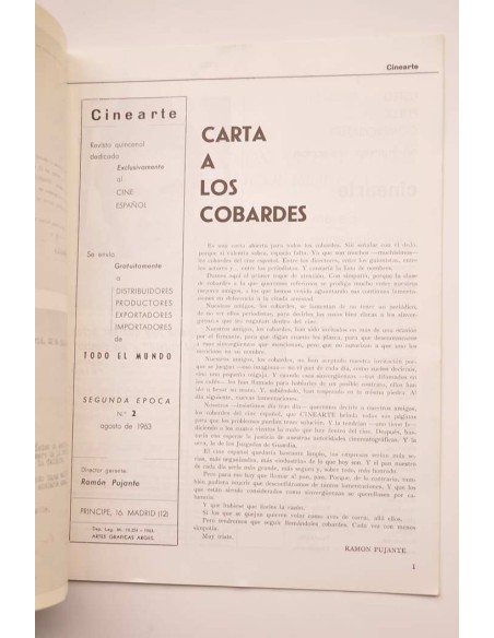 Cinearte. Revisa de cine español. 2ª época, nº 2, agosto 1963