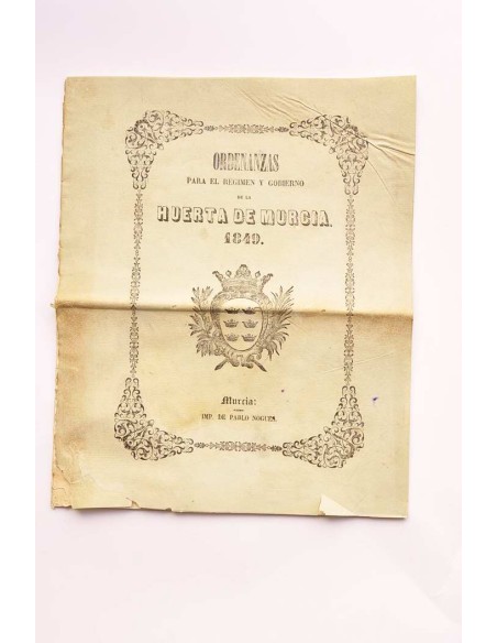 Ordenanzas para el régimen de la huerta de Murcia, 1849