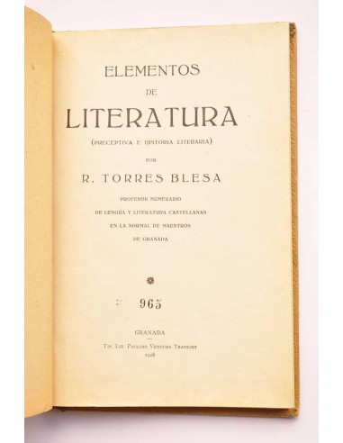 Elementos de literatura. Preceptiva e historia...