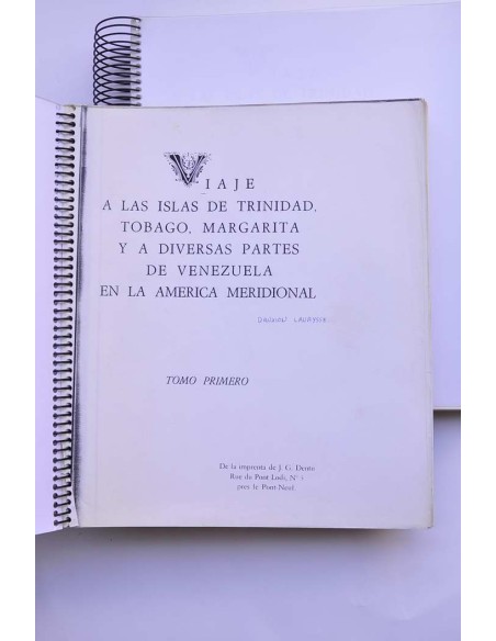 Viaje a las Islas de Trinidad, Tobago, Margarita y diversas partes de Venezuela en la América Merdional (fotocopia)