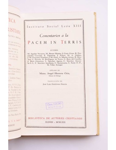 Comentarios a la Pacem in Terris