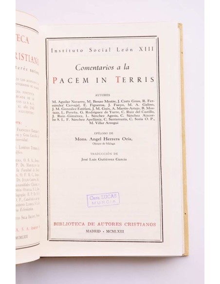 Comentarios a la Pacem in Terris