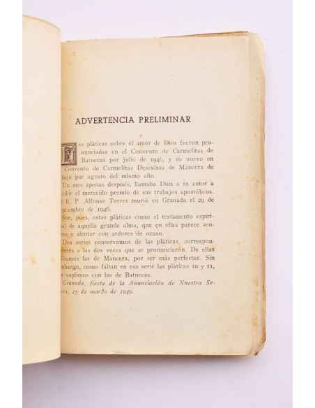 Pláticas espirituales. II. Sobre el amor de Dios