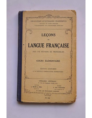 Leçons de langue française. Cours élémentaire