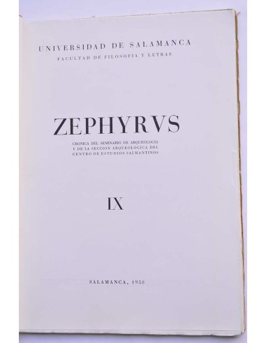 Zephyrus IX. Enero - junio, 1958