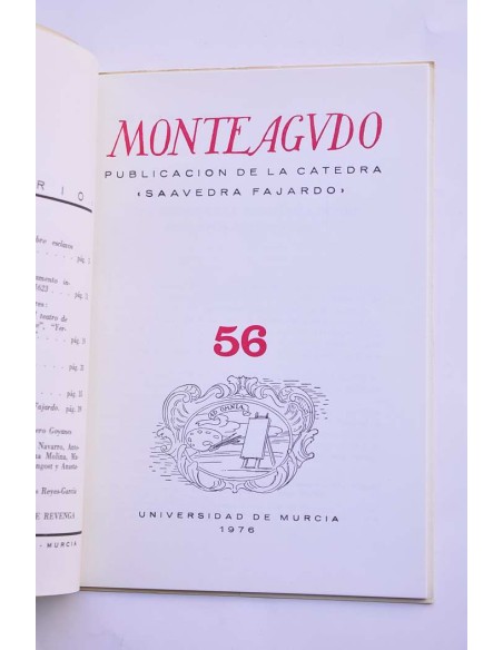 Monteagudo : publicación de la Cátedra Saavedra Fajardo. Nº 56
