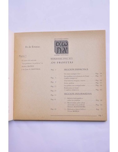 Reseña Bíblica. Primavera 1994, nº 1. Los Profetas