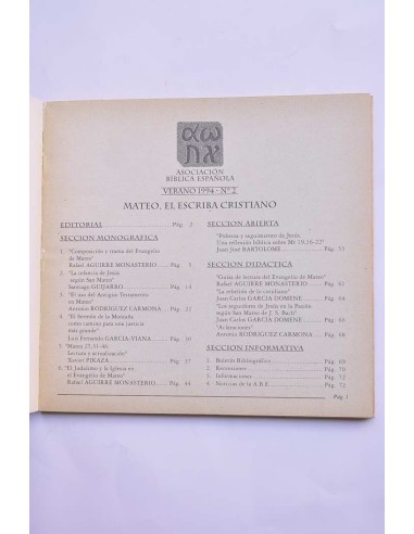 Reseña Bíblica. Verano 1994, nº 2. Mateo. el...