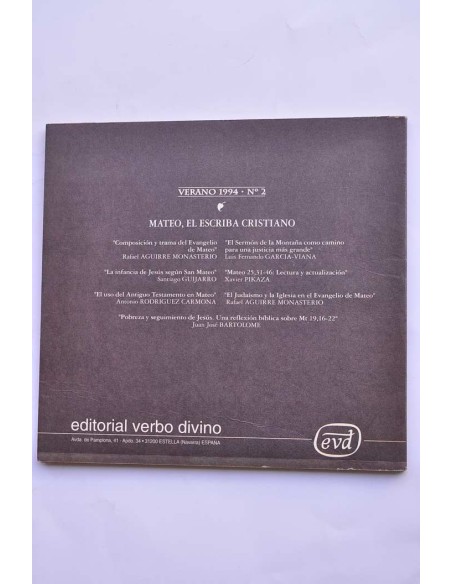 Reseña Bíblica. Verano 1994, nº 2. Mateo. el escriba cristiano