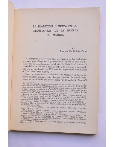Ordenanzas y costumbres de la Huerta de Murcia