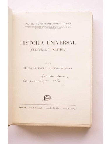Historia universal (cultura y política). Tomo I