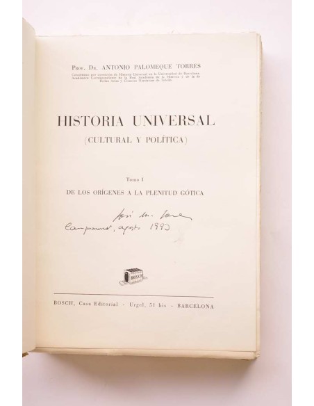 Historia universal (cultura y política). Tomo I