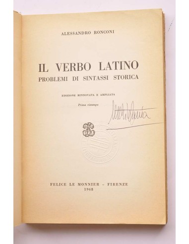 Il verbo latino. Problemi di sintassi storica