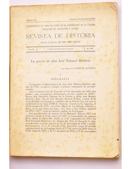 Revista de Historia. Tomo XVI. Año XXIII, nº 92, octubre-diciembre 1950