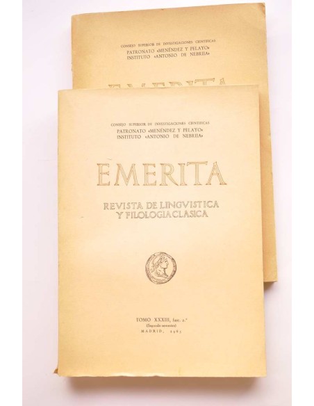 Emerita. Revista de lingüística y filología clásica. Tomo XXXIII, fasc. 1º Y 2º