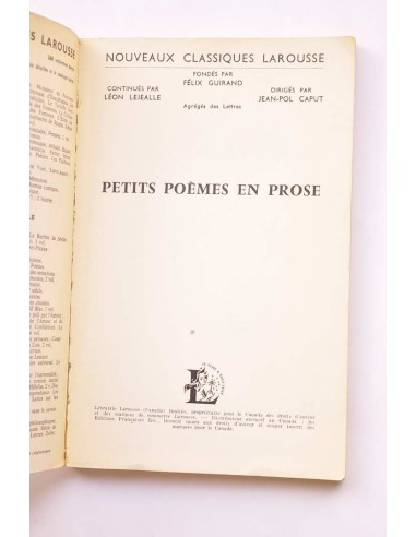 Petits poèmes en prose oeuvers critiques. Extraits