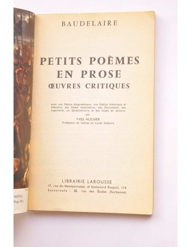 Petits poèmes en prose oeuvers critiques. Extraits